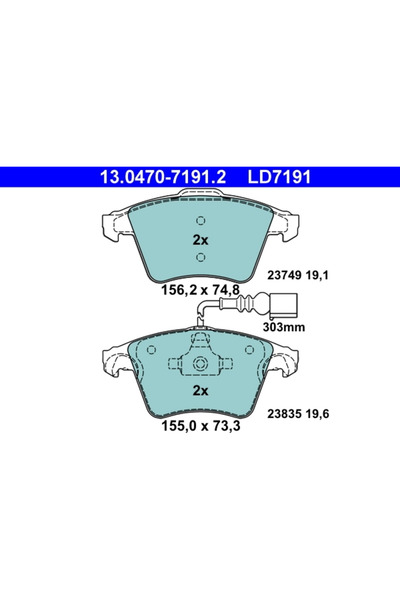 Ate Set Placute Frana Frana Disc Vw Touareg 2002-2010