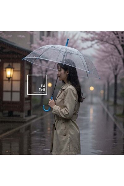 77 Robzom Mavi Şeffaf Şemsiye | Modern ve Enerjik Tasarım (90x70 cm) Hediyeli...