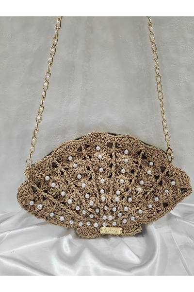 Dammy Bags Özel Tasarım İncili Midye Omuz Çantası