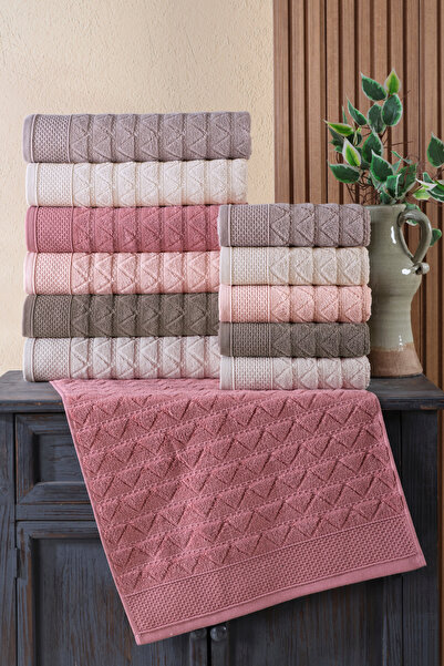 HRN Textile 12-Piece Cotton Low Twist 50X90 cm Towel Set - Soft and Absorbent