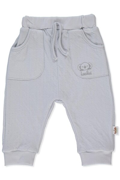 Bebetto Organic Single-Layer Double Pants Without Socks (Organic Stars and Koalas) Gray