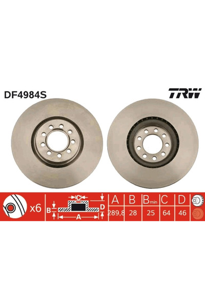 TRW Disc de frână Iveco Daily 3 Caroserie/Daily 4 Caroserie/Daily 4 Platformă...