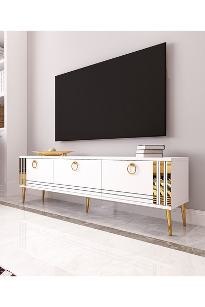 morepp Altın Tv Ünitesi | Beyaz - Beyaz
