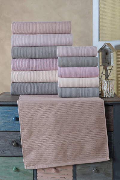 HRN Textile 6-Piece Cotton Low Twist 50X90 cm Towel Set - Soft and Absorbent