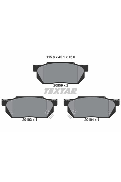 TEXTAR Set Placute Frana Frana Disc Honda City 3 Limuzina/City Limuzina/Civic 3