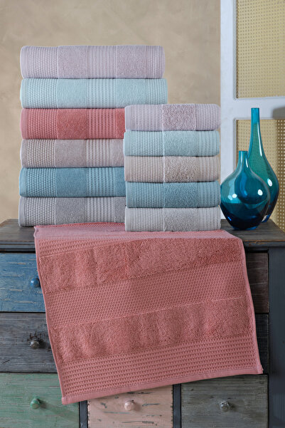 HRN Textile 6-Piece Cotton Low Twist 50X90 cm Towel Set - Soft and Absorbent
