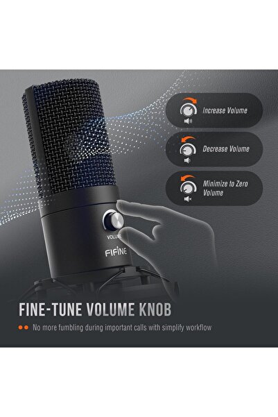 Fifine طقم ميكروفون USB مكثف استوديو T669 - أسود