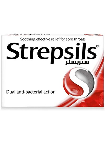 STREPSİLS أصلي، مفعول مزدوج، تخفيف سريع وفعال لالتهاب الحلق، 24 قرصًا