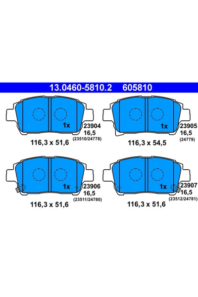 Ate Комплект спирачни накладки за дискови спирачки Toyota Celica Cupe/Corolla/Iq