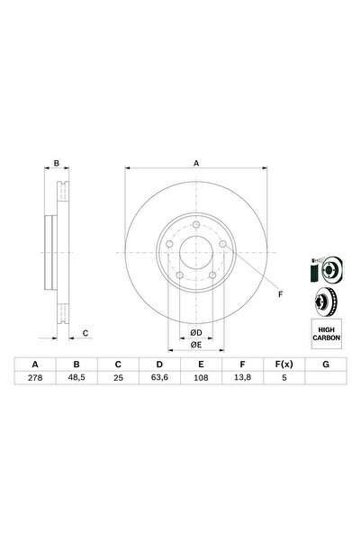 Bosch Disc Frana Ford C-Max/Focus 2/Focus 3 Volvo C30/C70 2/S40 2