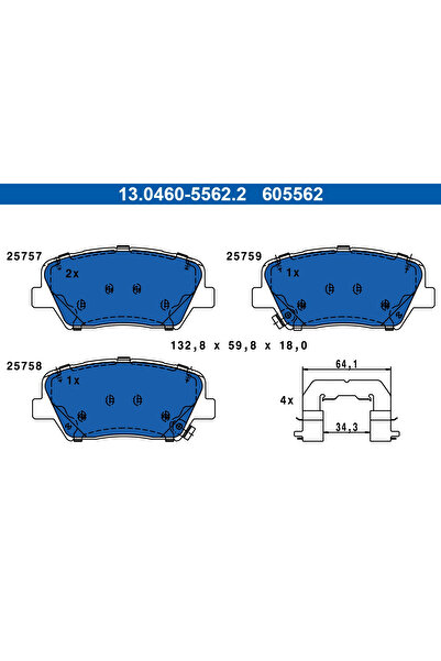 Ate Set Placute Frana Frana Disc Hyundai Grandeur/Nexo Kia Carens 4/Sorento 3