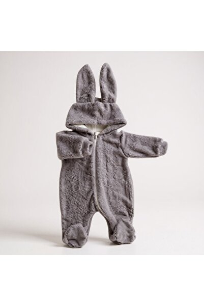 Minelora Kids | Sevimli Tavşan Kulaklı Erkek Bebek Tulumu | Peluş Kışlık Kapü...