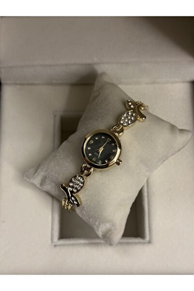 QUARTZ Stone Detailed Vintage Wristwatch in Gift Box