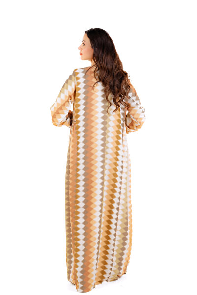 amaan Women's Luxury Embroidered Jalabiya Dress, Long Sleeve Traditional Arabic Dress, Geometric Pattern.