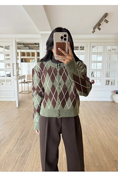 CADDELAMODA Жіночий кардиган з візерунком «баклава»