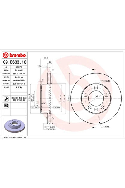 Brembo Спирачен диск Nissan NV400 Bus/NV400 Body/NV400 Platform/Chassis Opel ...