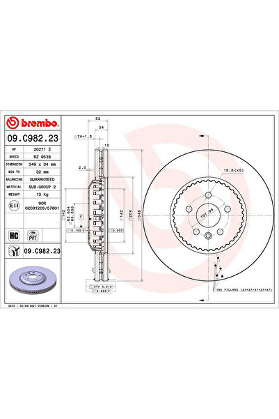 Brembo Disc frana Land Rover Discovery Sport/Range Rover Evoque Land Rover (C...