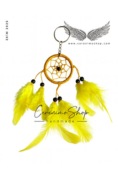 Cerenimo Shop سلسلة مفاتيح على شكل صائد الأحلام بأسلوب بوهو مع ريش