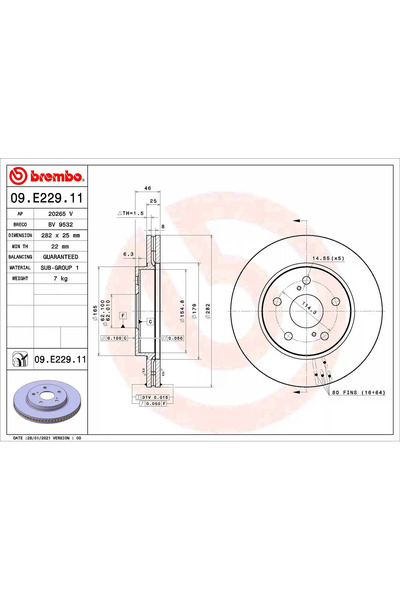 Brembo Disc Frana Suzuki Swace Toyota Corolla/Yaris Cross
