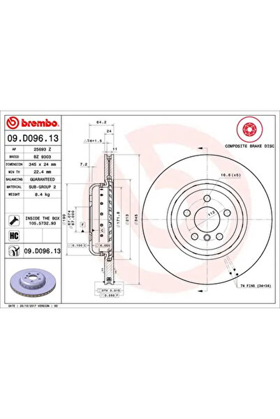 Brembo Disc Frana Bmw 5/6 Gran Turismo/7