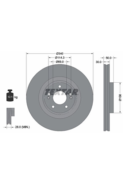 TEXTAR Дискови спирачки Hyundai Santa Fe 4 Kia ​​​​Sorento 3
