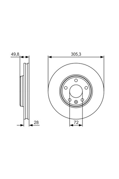 Bosch Спирачен диск Nissan Primastar Bus/Primastar Body Opel Vivaro A Bus/Viv...