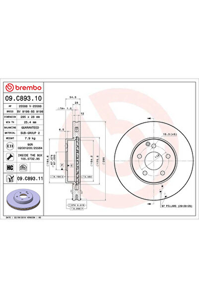 Brembo Disc Frana Mercedes-Benz E-Class/S-Class Mercedes-Benz (Bbdc) E-Class