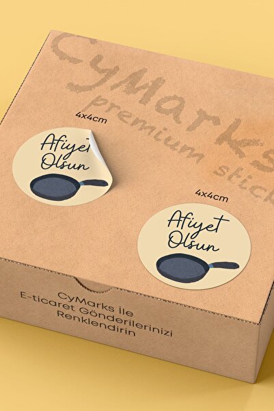 alışveriş kurdu Bon Appetit Written Sticker Restaurant Food Takeout Shipping Packaging Label - 4X4Cm 70 Pieces