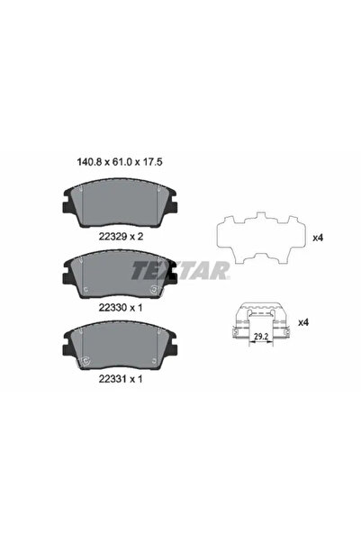TEXTAR Brake Pad Set Disc Brake Hyundai Elantra 4 Sedan/Tucson Kia Sportage 4...