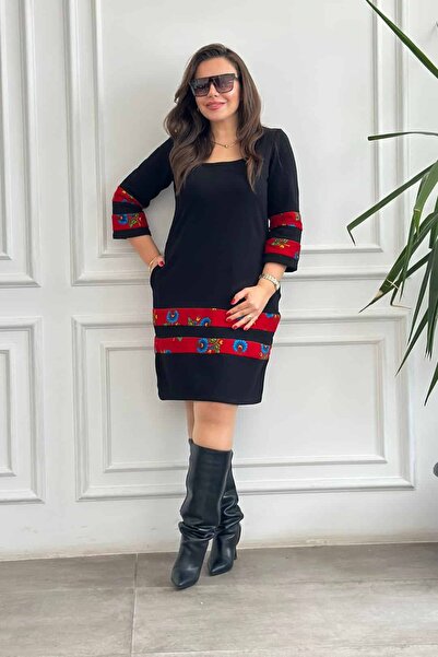 Yağmur Butik Rochie din bumbac cu detalii de flanel la tiv și mâneci