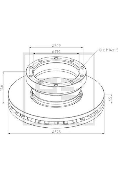 PE AUTOMOTIVE Заден спирачен диск Daf LF 45/LF 55