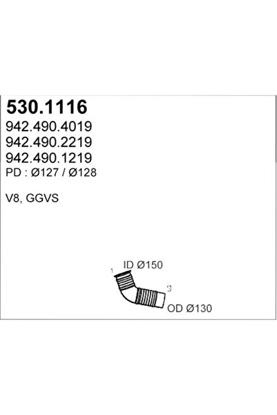 ASSO Racord Evacuare Fata Mercedes-Benz Actros