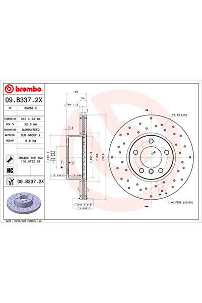 Brembo Disc Frana Bmw 1/3 Bmw (Brilliance) 3 Series/X1
