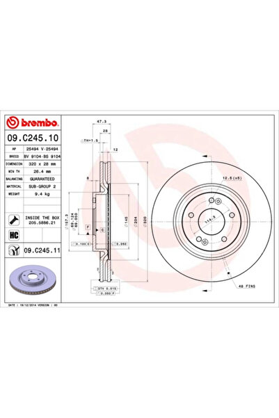 Brembo Дискови спирачки Hyundai Grandeur/Sonata 7/Tucson Hyundai (Пекин) Sonata