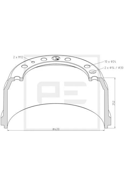 PE AUTOMOTIVE Tambur Frana Puntea Spate Daf 85 Cf/95 Xf/Cf 75