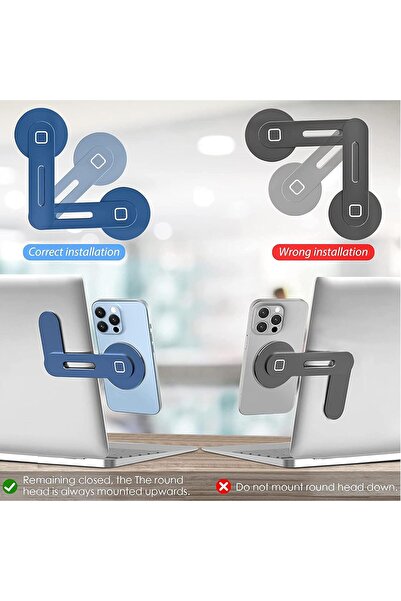 SULFAR Magnetic Side Laptop Phone Holder — Adjustable, Foldable, Compatible with iPhone 12/13/14 S