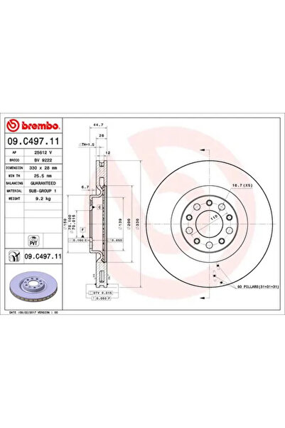 Brembo Disc Frana Alfa Romeo Giulia/Stelvio