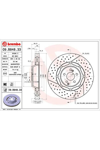 Brembo Disc Frana Mercedes-Benz Amg/C-Class/E-Class