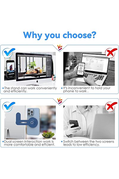 SULFAR Magnetic Side Laptop Phone Holder — Adjustable, Foldable, Compatible with iPhone 12/13/14 S