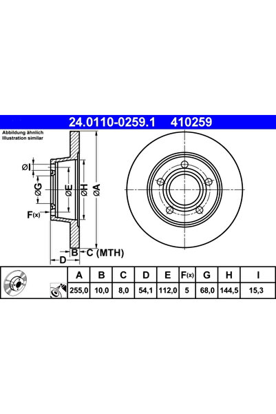 Ate Brake Disc Audi A6 C5 1997-2005