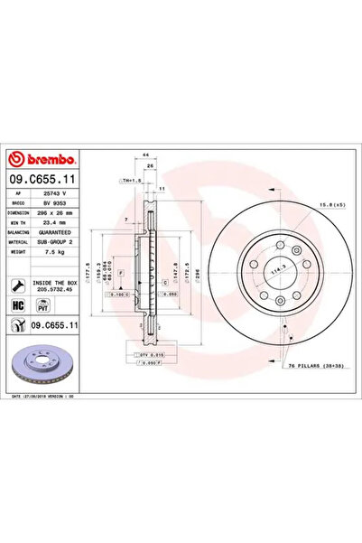 Brembo Disc Frana Alpine A110 2 Mercedes-Benz Citan Tourer/Eqt/T-Class Microbus