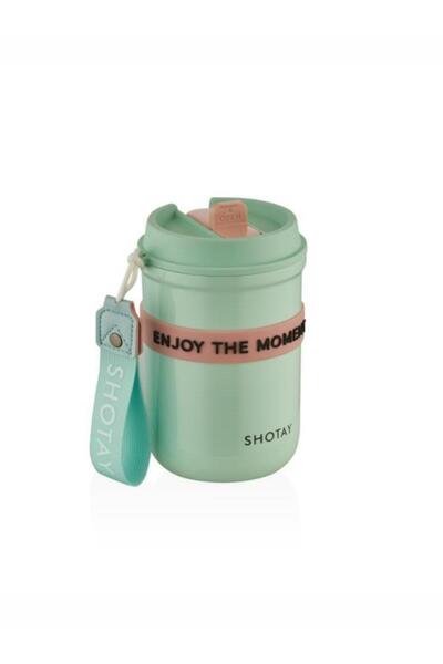 Shotay Strow Coffe Steel Mug 410 ml Green Color - Sht-St-8136