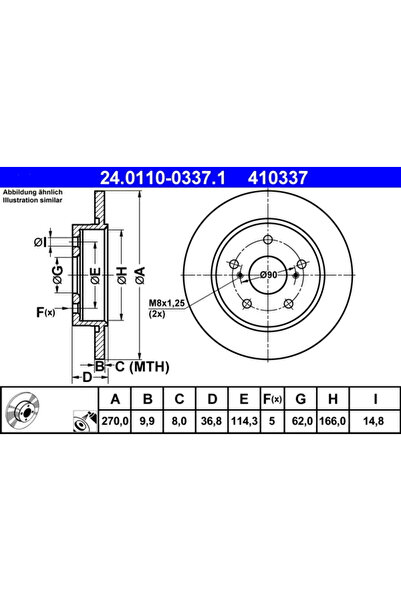 Ate Set Discuri Frana Toyota Auris/Corolla Limuzina 2006-2019