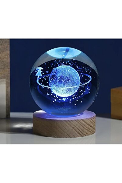 Jovi renk değiştiren satürnlü kiz cam küre hediyelik masa ve gece lambası