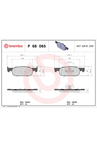 Brembo Set placute frana frana disc RENAULT CLIO IV Caseta/ Hatchback 2014-2021 P 68 065