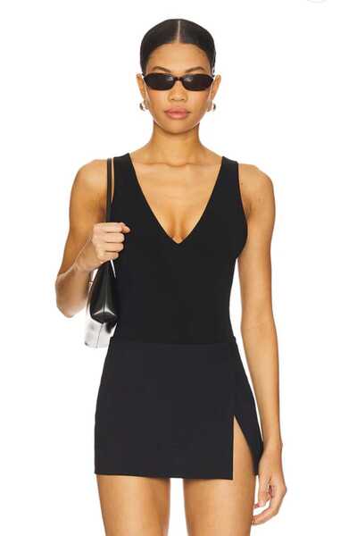 AFR CLOTHES Women's Double Layer Jersey V-Neck Low Back Bodysuit