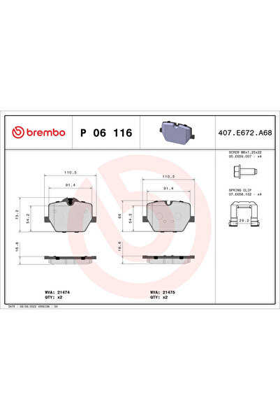 Brembo Set Placute Frana Frana Disc Bmw 3/Z4 Roadster Toyota Supra