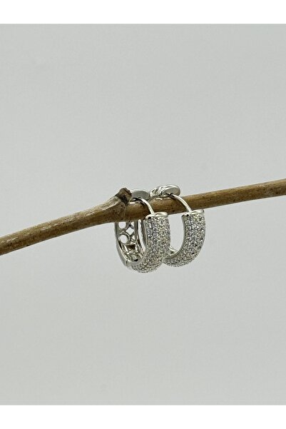 AUBRA أقراط مرصعة بأحجار الزركون - فضية