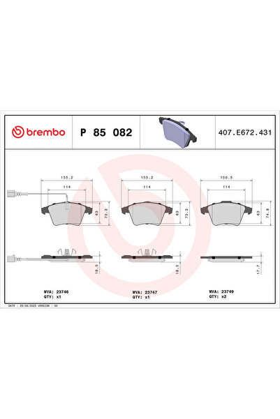 Brembo Set Placute Frana Frana Disc Vw Multivan T5/Transporter T5 Bus/Transpo...