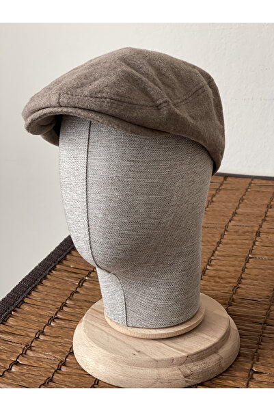 Rupen Kraft Kışlık London Model Yün Kumaş Unisex Flat Cep Vizon Kasket Şapka Hat ( Lastikli )